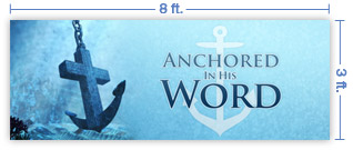 8x3 Horizontal Church Banner of Anchor Cross