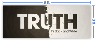 8x3 Horizontal Church Banner of Black And White