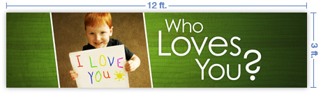 12x3 Horizontal Church Banner of Child's Heart
