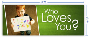 8x3 Horizontal Church Banner of Child's Heart