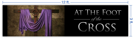12x3 Horizontal Church Banner of Draped Cross