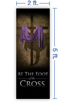 2x5 Vertical Church Banner of Draped Cross