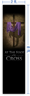 2x8 Vertical Church Banner of Draped Cross