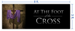 8x3 Horizontal Church Banner of Draped Cross