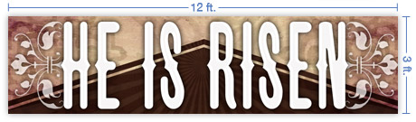 12x3 Horizontal Church Banner of Easter Cross