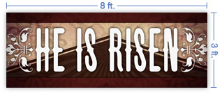 8x3 Horizontal Church Banner of Easter Cross