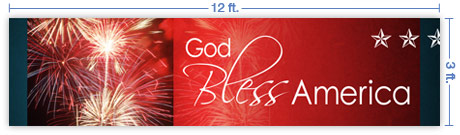 12x3 Horizontal Church Banner of Fireworks