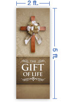 2x5 Vertical Church Banner of Gift of Life