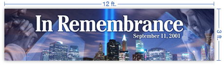 12x3 Horizontal Church Banner of In Remembrance