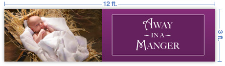 12x3 Horizontal Church Banner of Manger
