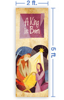 2x5 Vertical Church Banner of Manger - Parchment