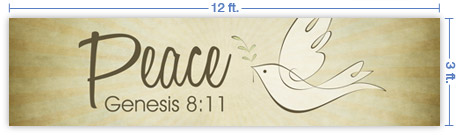 12x3 Horizontal Church Banner of Peace