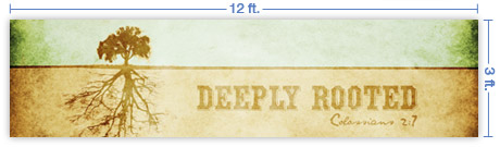 12x3 Horizontal Church Banner of Roots