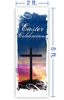 2x5 Vertical Church Banner of Sunrise Cross