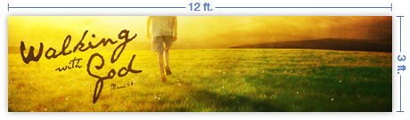 12x3 Horizontal Church Banner of Walking With God