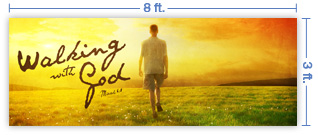 8x3 Horizontal Church Banner of Walking With God