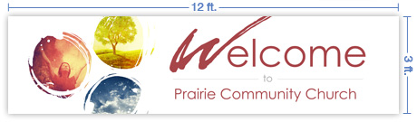 12x3 Horizontal Church Banner of Welcome - Paint Swirls